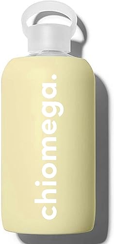 Miniatura 1 de Sorority Shop Chi Omega - Botella de agua de vidrio con funda de silicona, botella de agua de vidrio de 16 onzas, botella de agua de vidrio