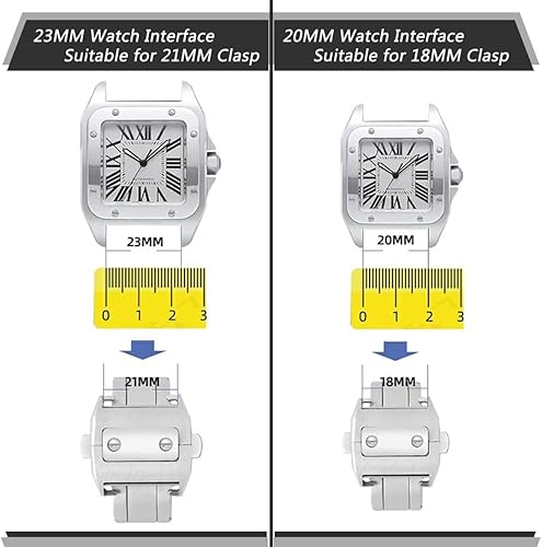 Miniatura 6 de Cierre desplegable de acero inoxidable de 0.709 in 0.827 in con hebilla plegable de mariposa, accesorios de repuesto para correas de reloj de cuero