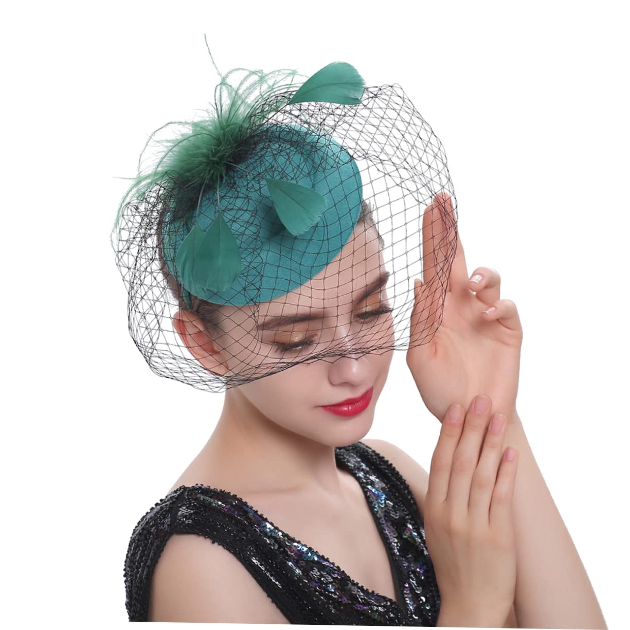 3pezzi Fascinator Elegante per Donne con e Piume Accessorio di Stile Retro per Cerimonie Matrimoni e Tea Party
