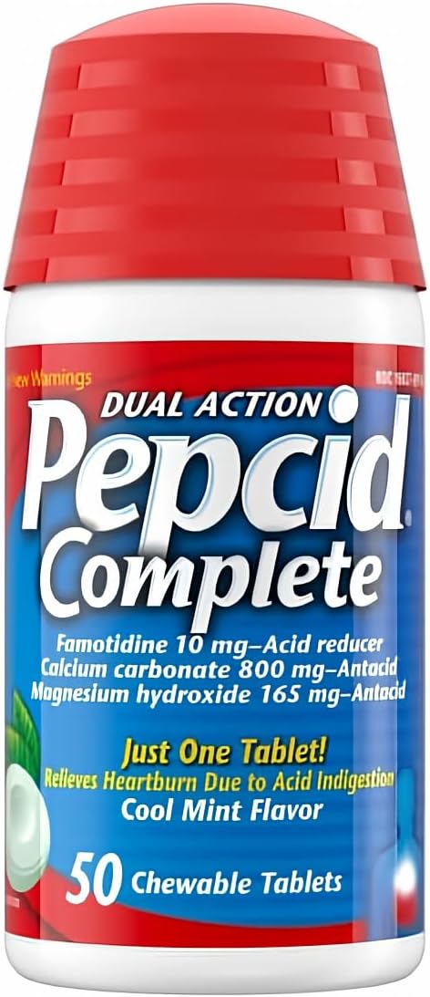 PepcidComplete Acid Reducer + Antacid Chewable Tablets, Cool Mint Flavor, 50 count by Pepcid Complete (pack of 1)