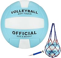 Vista 9 de UUBEMM Pelota de voleibol suave al tacto para interiores y exteriores, juegos de playa, parque, práctica de gimnasio, tamaño oficial con bomba