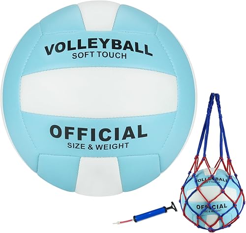 UUBEMM Pelota de voleibol suave al tacto para interiores y exteriores, juegos de playa, parque, práctica de gimnasio, tamaño oficial con bomba para