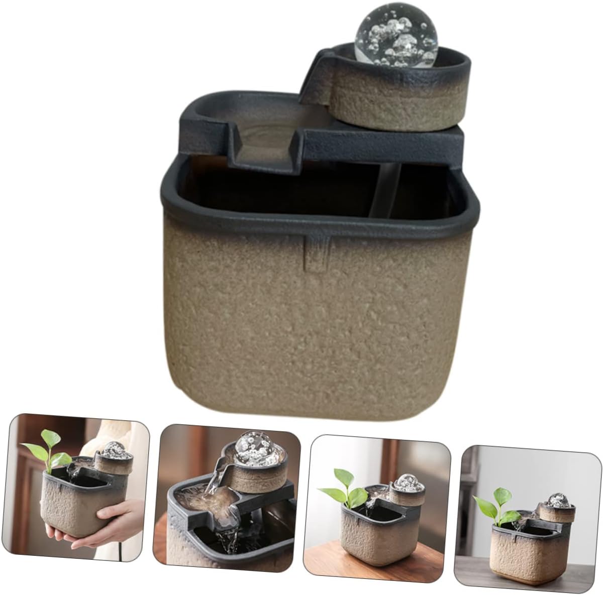 1Pc Minimalist Water Fountain Ball Indoor Desktop Waterfall Adornment for Home Office Decor Elegant Running Water Tabletop Feature for Living Room Bedroom