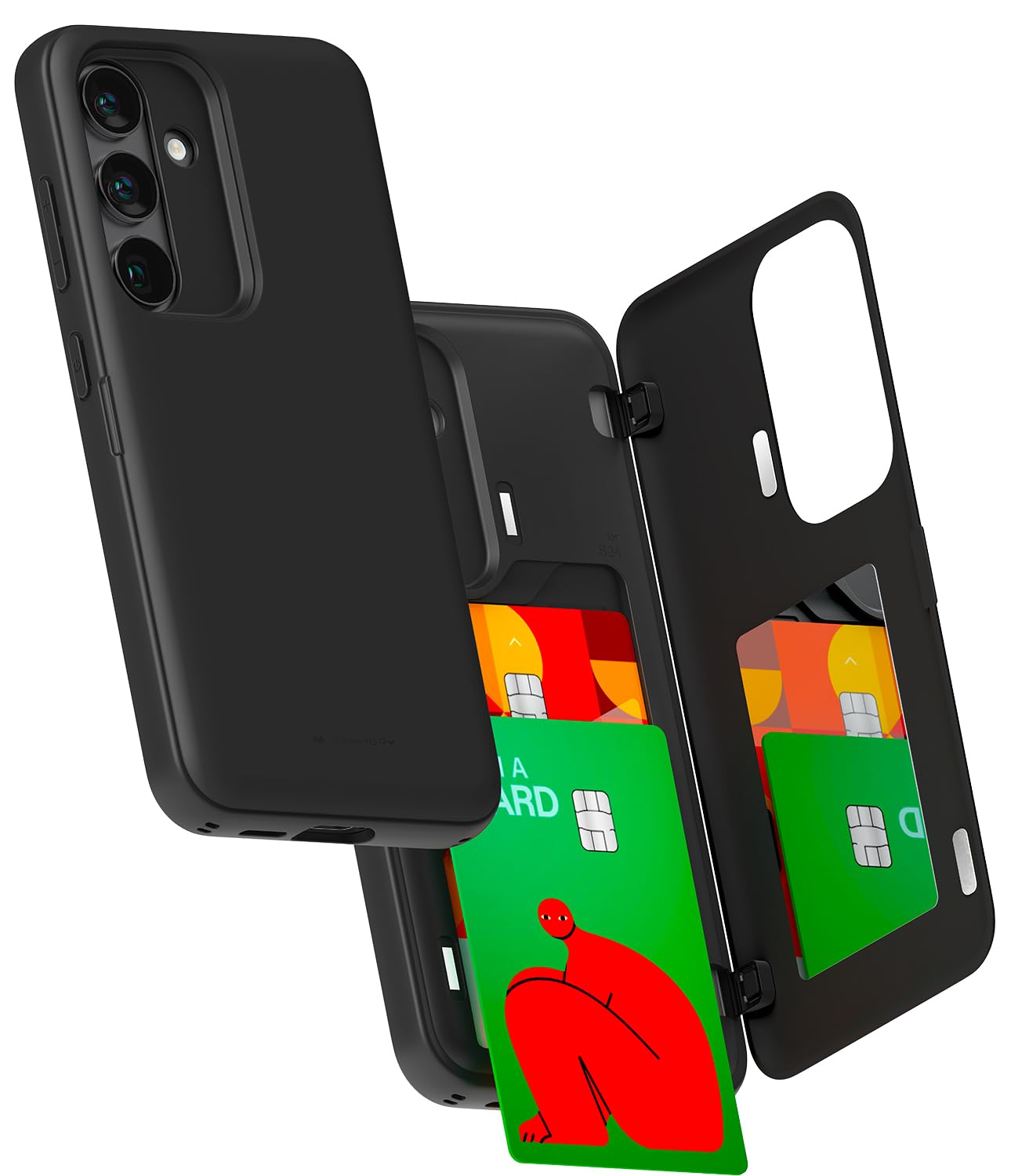 GOOSPERY Magnetic Door Bumper Compatible with Galaxy S24 Plus Case, Card Holder Wallet Easy Magnet Auto Closing Protective Dual Layer Sturdy Phone