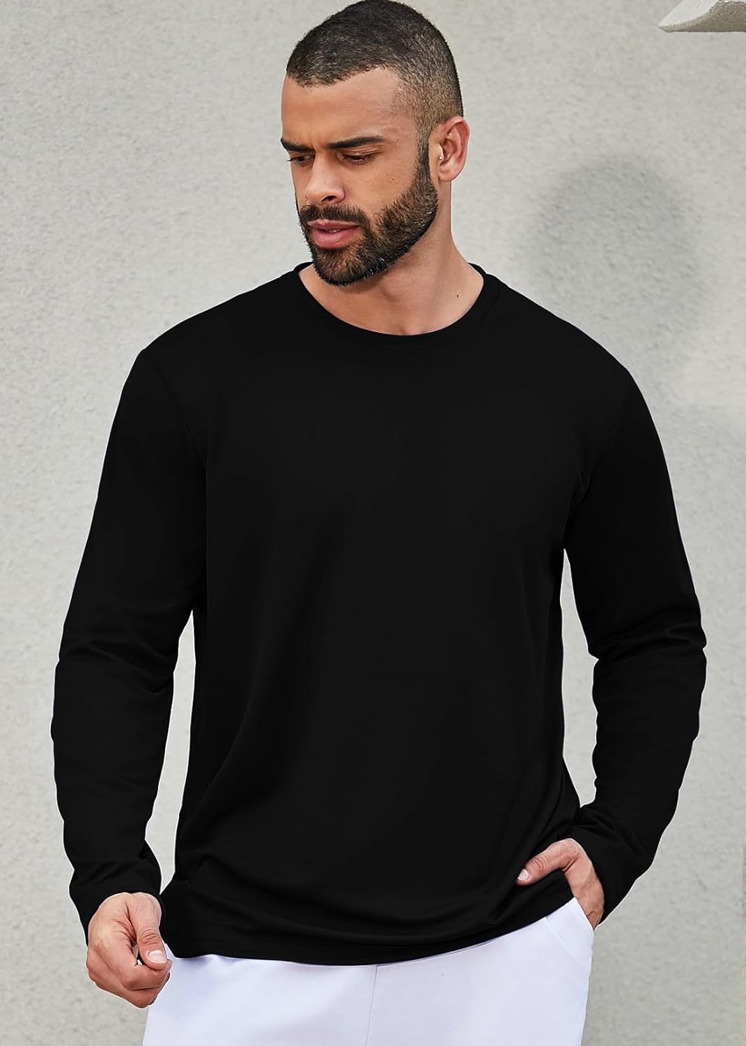 Facitisu Men Long Sleeve T Shirts Pack Quick Dry Athletic Running Activewear Workout Performance Tee Shirts - Image 6