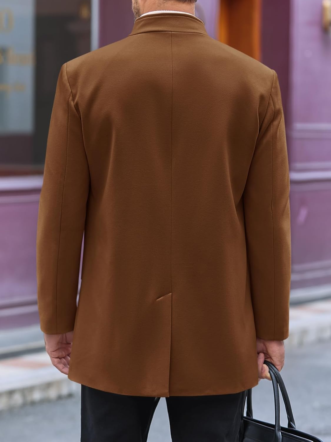 Cappotto Casual da uomo Inverno Monopetto Stand Collare Peacoat Business Risvolto Caldo Topcoat