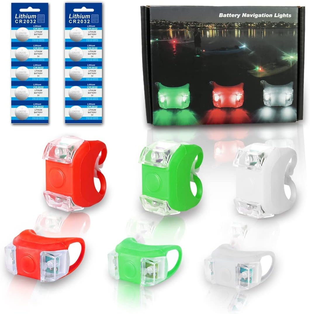 BoteponMarine Boat Bow Lights, Red and Green Led Navigation Lights, Kayak Accessories, Marine Safety Lights Battery Operated for Boat Pontoon Kayak Yacht Motorboat Vessel Dinghy