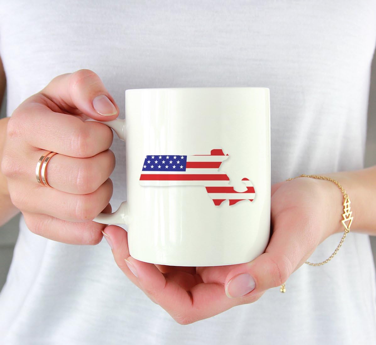 Andaz Press 11oz. US State Coffee Mug Gift, United States Country Flag, Massachusetts, 1-Pack, Presidential Election Veterans Day Fourth of July Party Decorations Birthday Christmas Gift Ideas