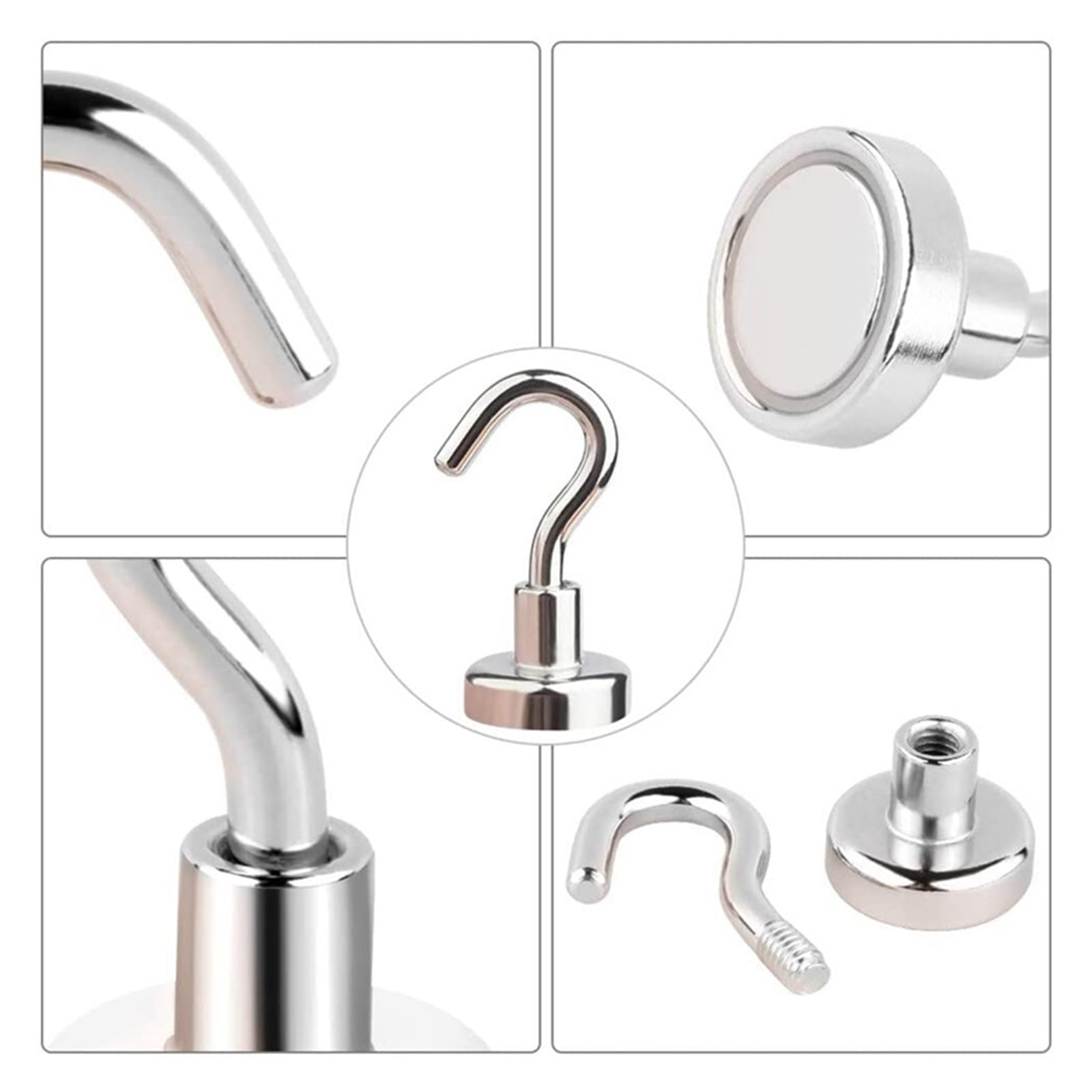 Genérico 10-40 ganchos magnéticos resistentes compatibles con múltiples usos, for el hogar, la cocina, barra, baño y las llaves(E32-Max-Tension34kg,20PC)