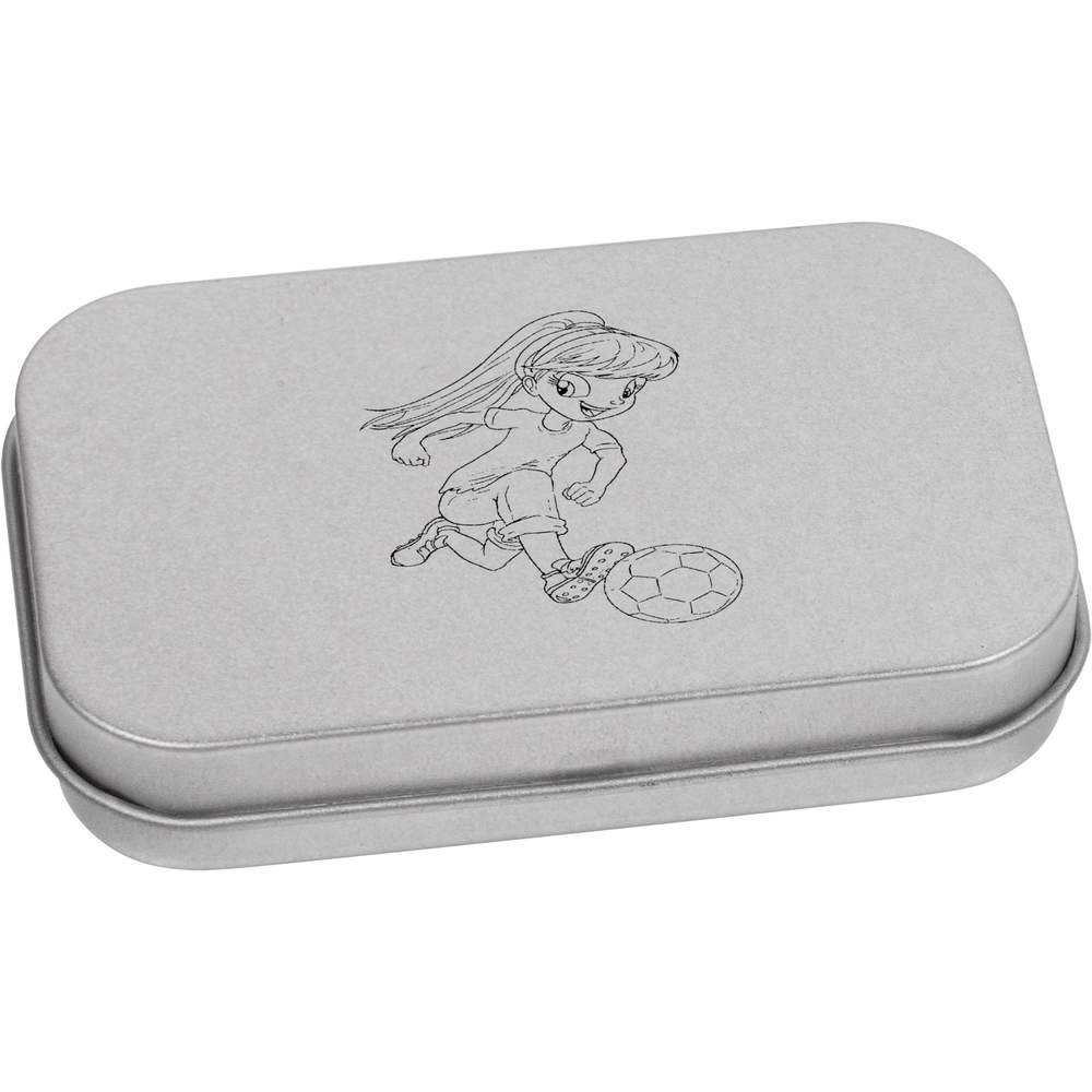 Azeeda 80mm 'Football Girl' Metal Hinged Tin/Storage Box (TT00024891)