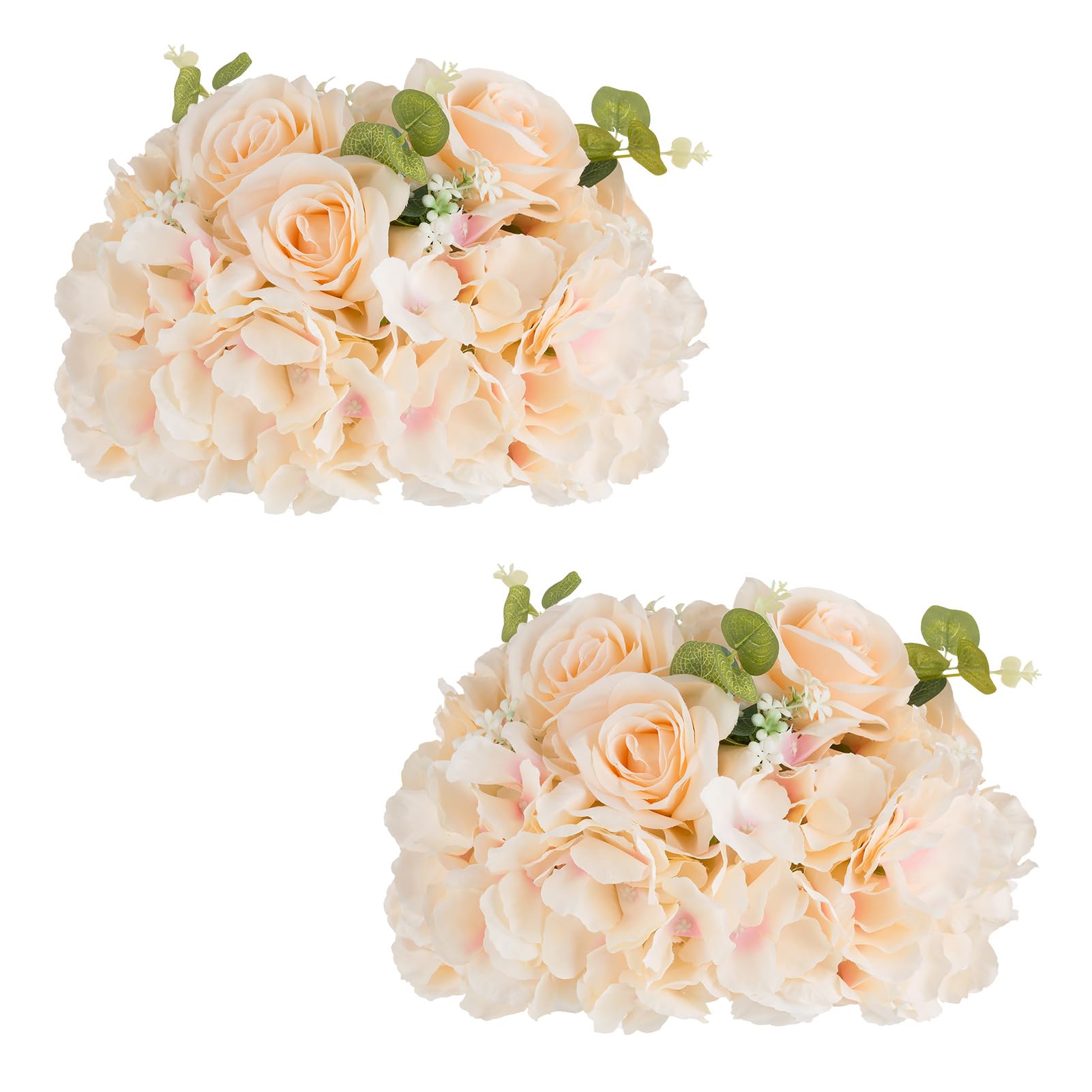 Inweder Boules Fleurs Mariage Centres Table - 2 Pcs Bouquet Boules Fleurs Artificielles Bouquet Fausses Fleurs Boules Rose En Soie Avec Base Pour Mariage Décor Salle Fête Maison Blanc Pur