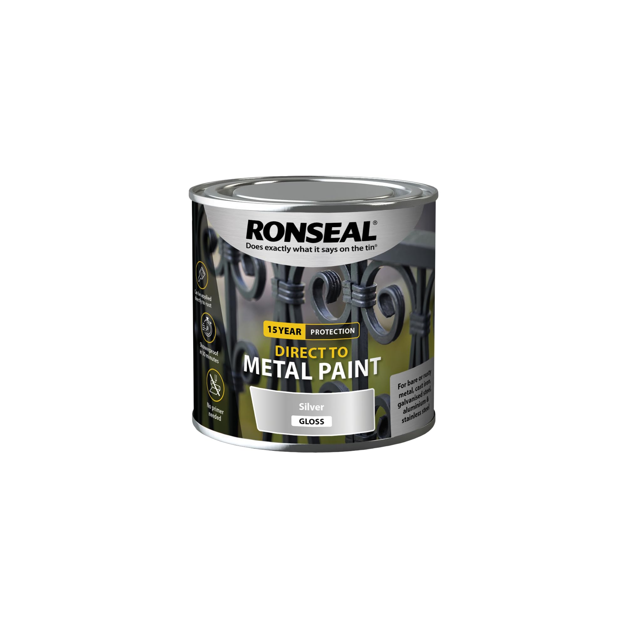 Ronseal Direct to Metal Silver Gloss 250ml, 250 ml (Pack of 1) - Image 3