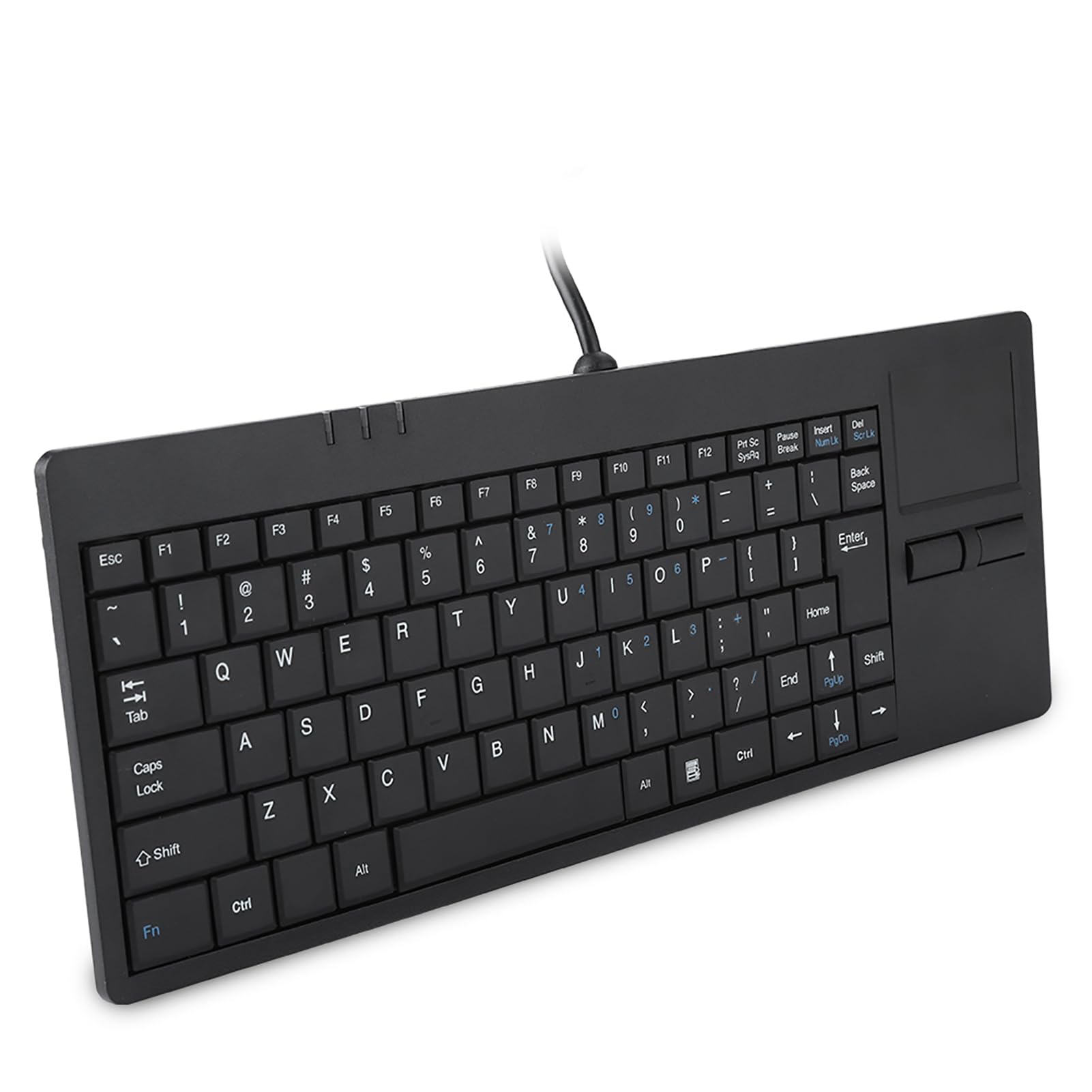 Aramox Mini Teclado USB, Teclado Delgado con Cable de 86 Teclas con Panel Táctil y Concentrador USB, Cable de 1,4 M, de Escritorio Compacto para Computadora Portátil, Oficina, Uso de Espacio Limitado