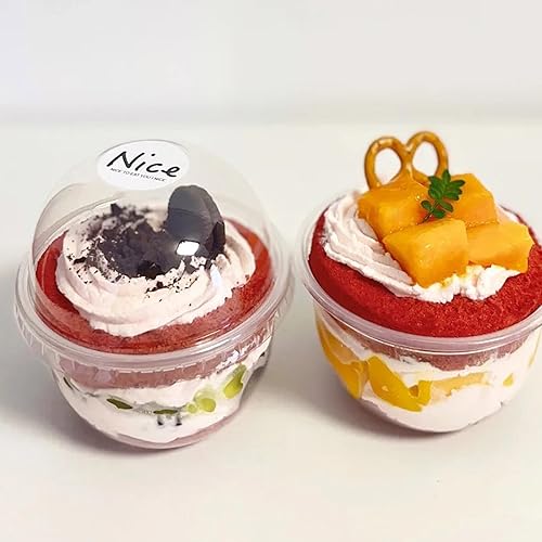 Miniatura 4 de Rainmae Paquete de 50 vasos desechables de plástico transparente con tapas de cúpula vasos de postre de PET de cristal de 85fl oz9 onzas para ir a