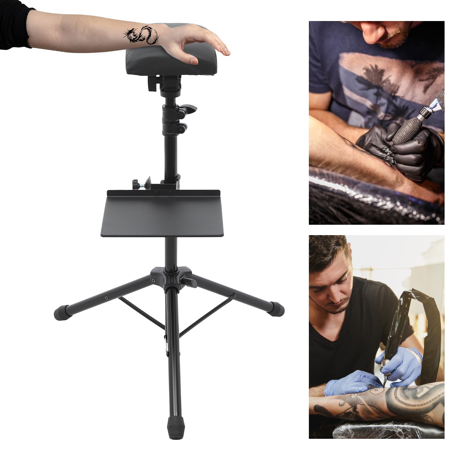 Reposabrazos para tatuajes, altura ajustable y ángulo ajustable, mesa de tatuaje, estación de trabajo portátil, ligero y estable