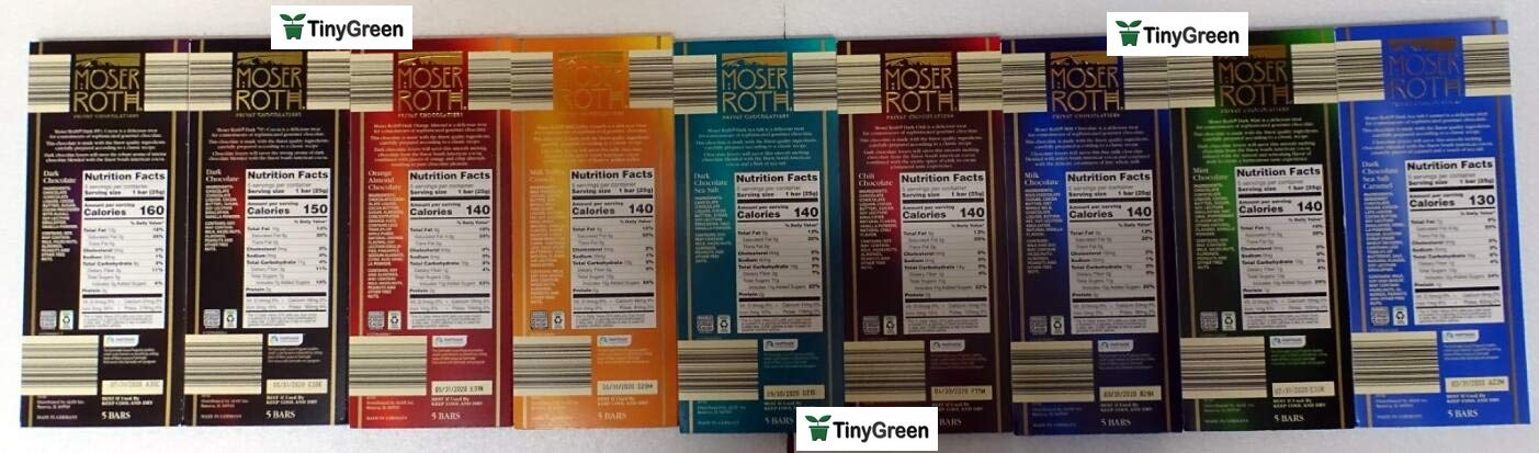 Moser Roth Privat Chocolates 9 Flavors Full Combo Bundle 4.4oz 125g (Pack of Nine)
