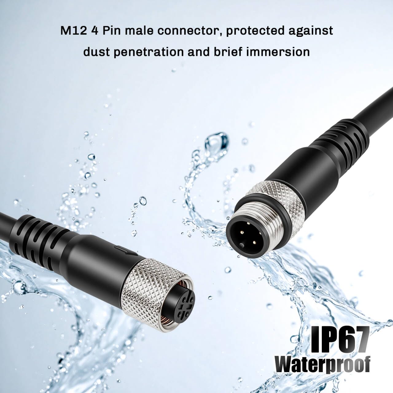 Câble de capteur industriel M12 4 broches mâle vers femelle M12 A Code droit Aviation Connecteur moulé Câble électrique Profibus 3 m Noir