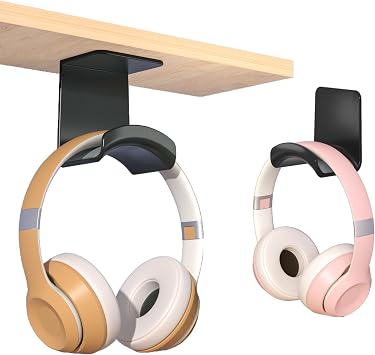 Gmae Headphone Stand for Desk Mini Headphone Hanger Holder with Strong Adhesive Gmae Headset Stand Headset HolderZY88 Under Desk and wall Mount Black