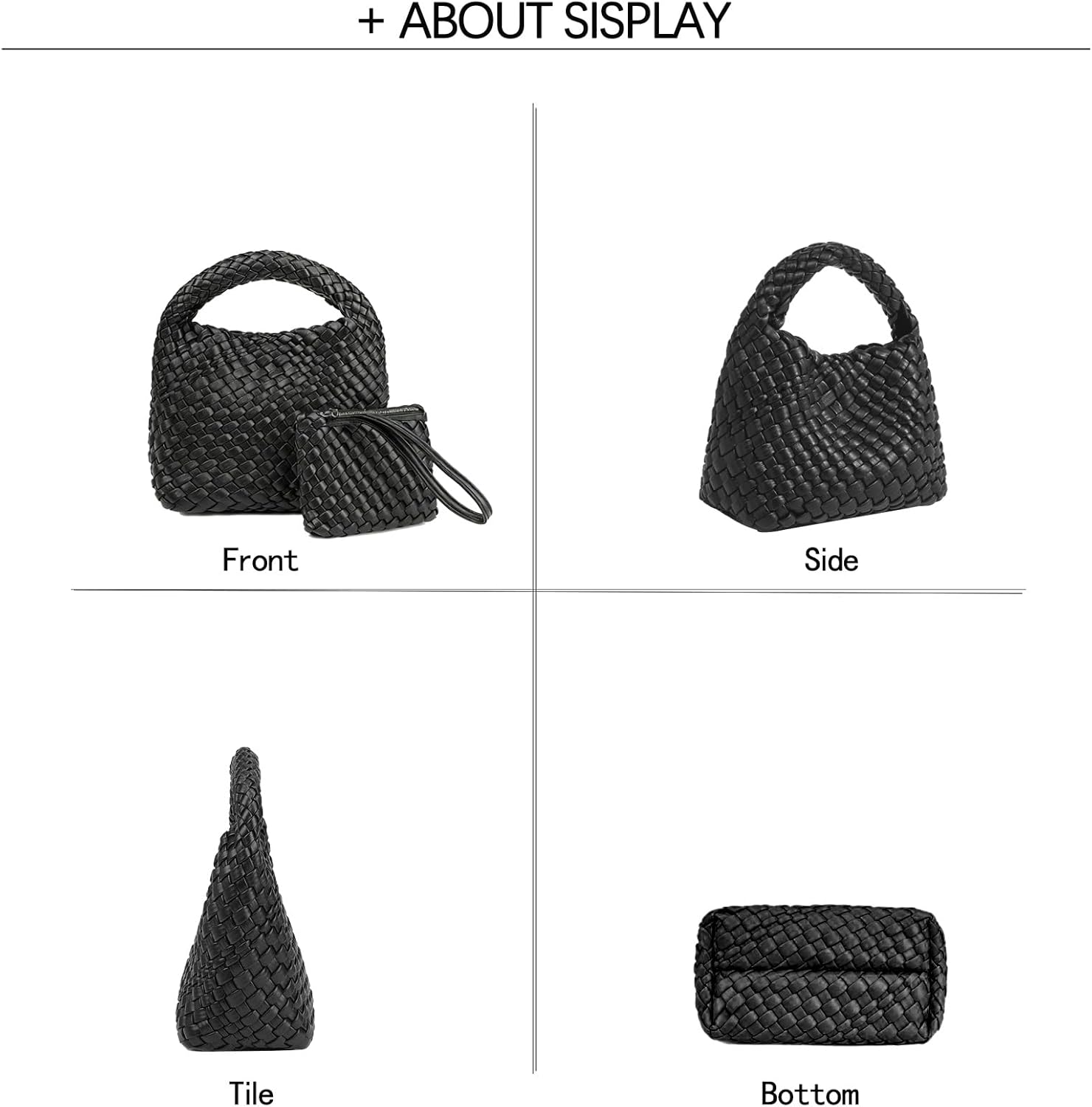 JINMANXUE Fashion Mini Handbag For Women, Woven Tote Bucket Composite Bag Knitting Chain Bags, Crossbody Shoulder Purses - Image 7