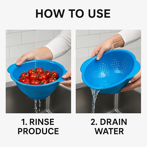 Miniatura 3 de Colador de cocina de acero inoxidable de 4 cuartos de galón, colador de malla fina para pasta y verduras, apto para lavavajillas, resistente a la