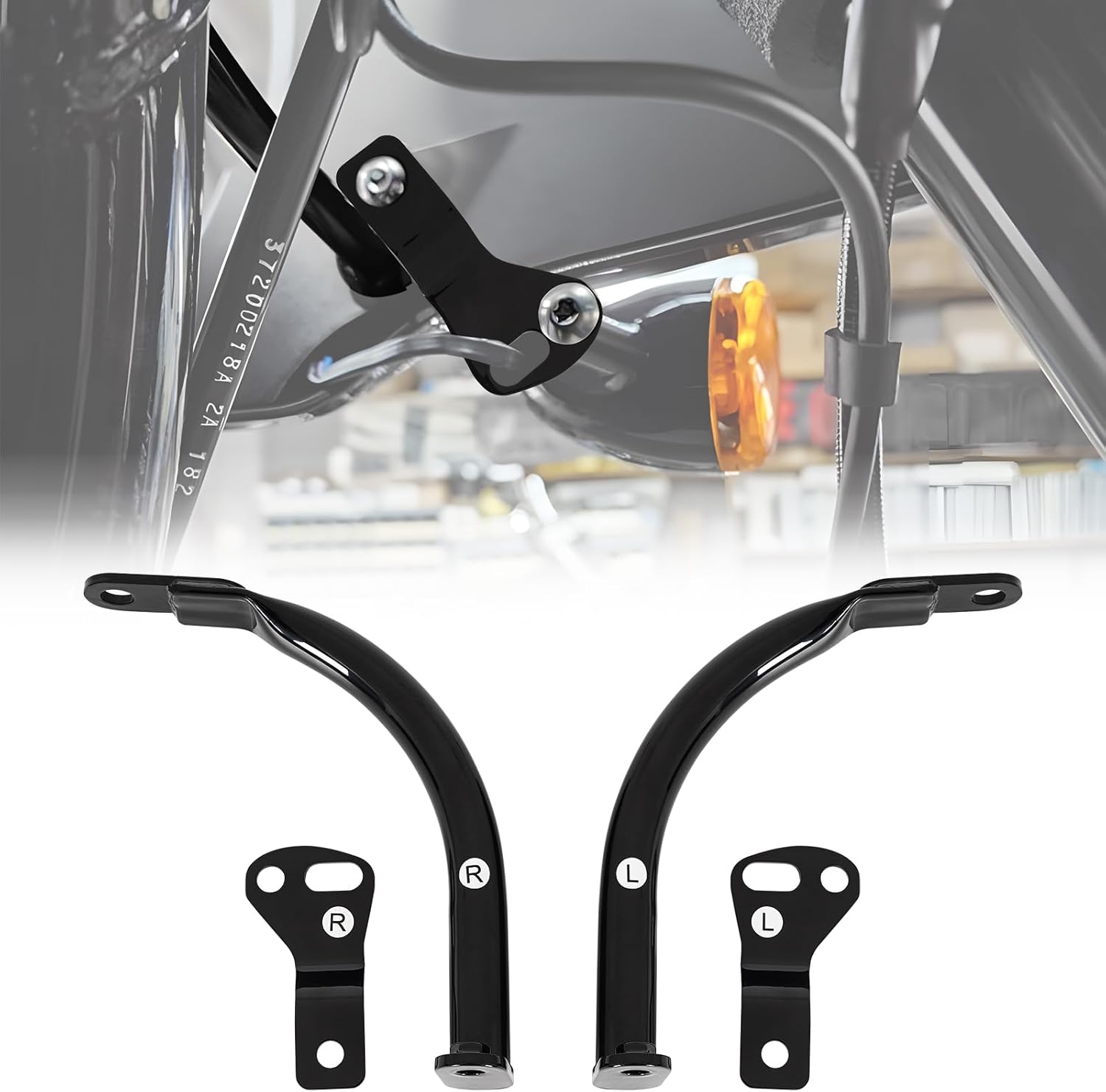 Motorcycle Front Frame,Fairing Support Bar,Windshield Lower Light Bracket compatible with for Harley Softail Low Rider ST FXLRST 2022 2023 2024,Steel w/Hardwares,Glossy Black