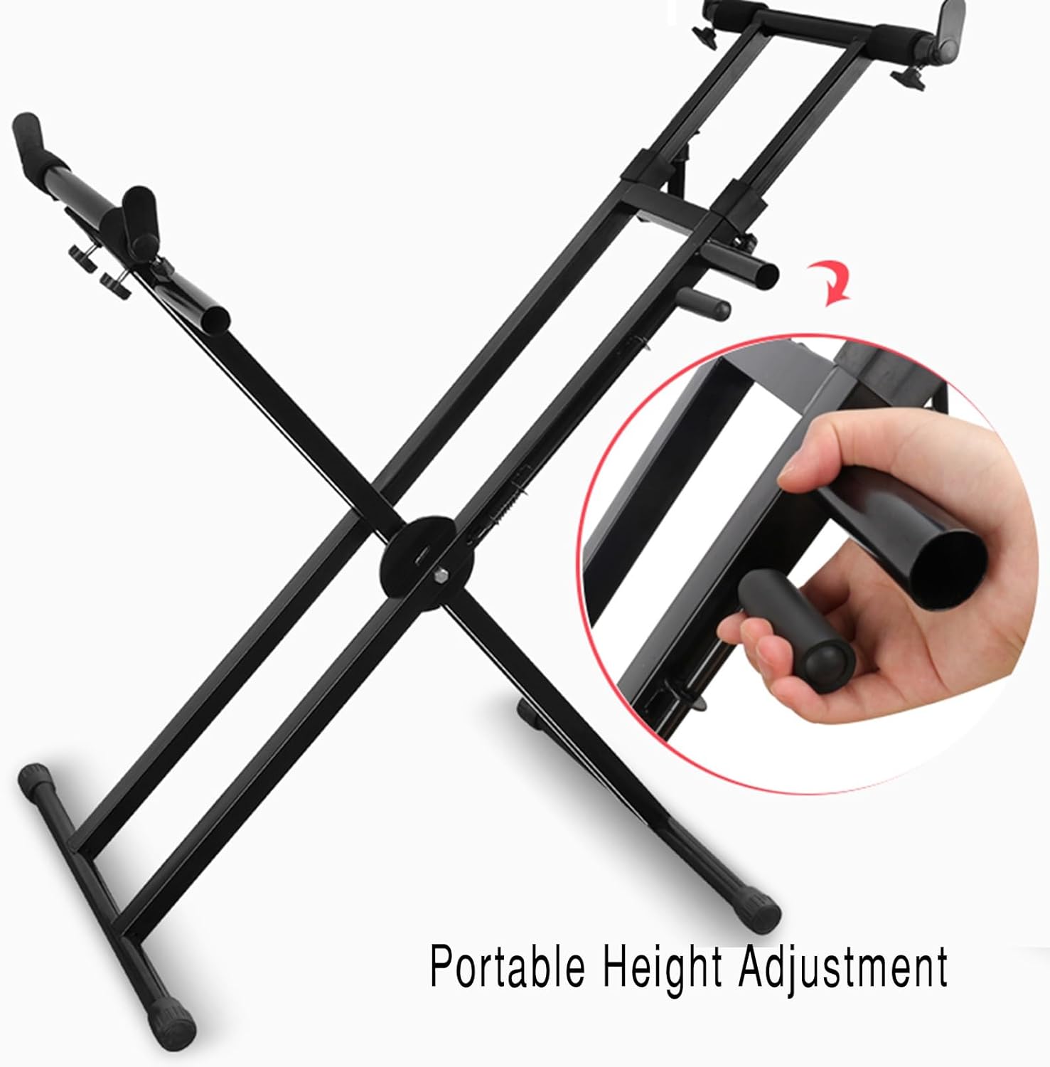 Single X Keyboard Stand,Professional Electric Piano Keyboard Stand X Brace Adjustable Height, Handheld Portable Stand, Easy to Change The Height, Black, 85235