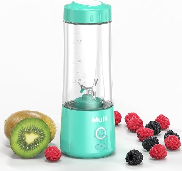 Mulli Mélangeur portatif,USB Mélangeur personnel rechargeable pour smoothie et shakes, Mini Mélangeur avec six lames pour la nourriture des bébés, Voyage, Gym