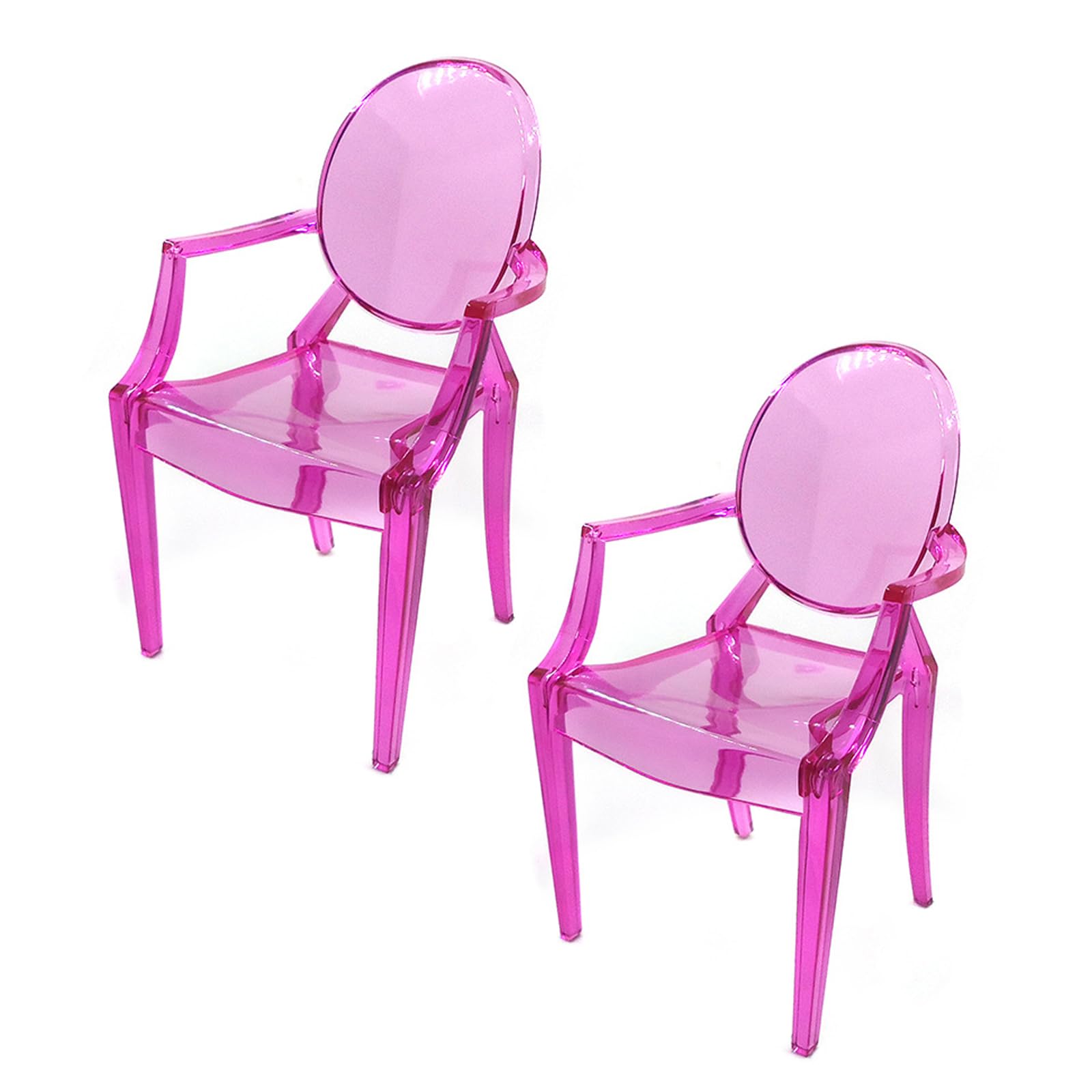 Gxsterd 2PC 1/6 Ghost Chair Dollhouse Miniature Armchair Clear Acrylic Doll Mini Modern Furniture (Rose Red)
