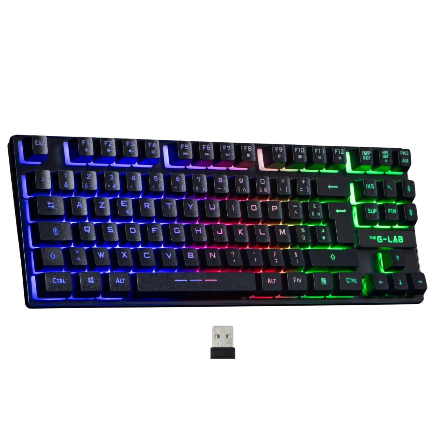 The G-Lab - Keyz Caesium TKL WL - Teclado Gaming inalámbrico, Compacto sin Teclado Numérico, Layout Español - Bluetooth RGB, Batería de Larga Duración para PC/PS4/PS5 - Nuevo