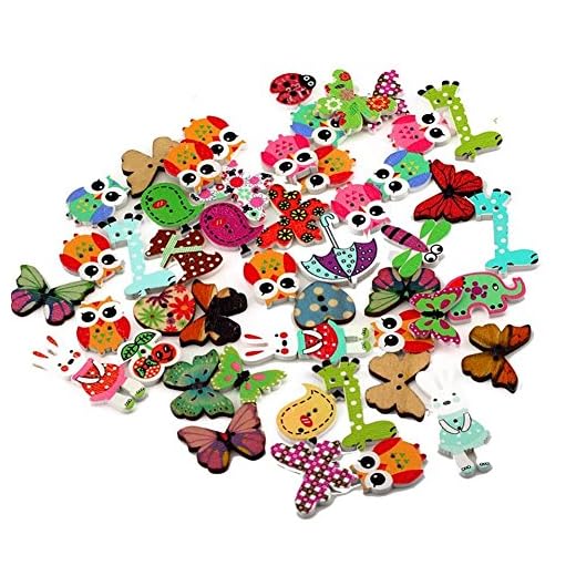 kentop Madera Botones dibujos animados Impresión Animal DIY Pegatinas Madera Botones Madera infantiles para costura artesanía