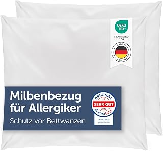 Blumtal® Milbenbezug Kissen 40x40cm 2er Set - Oeko-TEX zertifizierte Allergiker Bettwäsche 40x40cm - Milbenbezug für Kissen