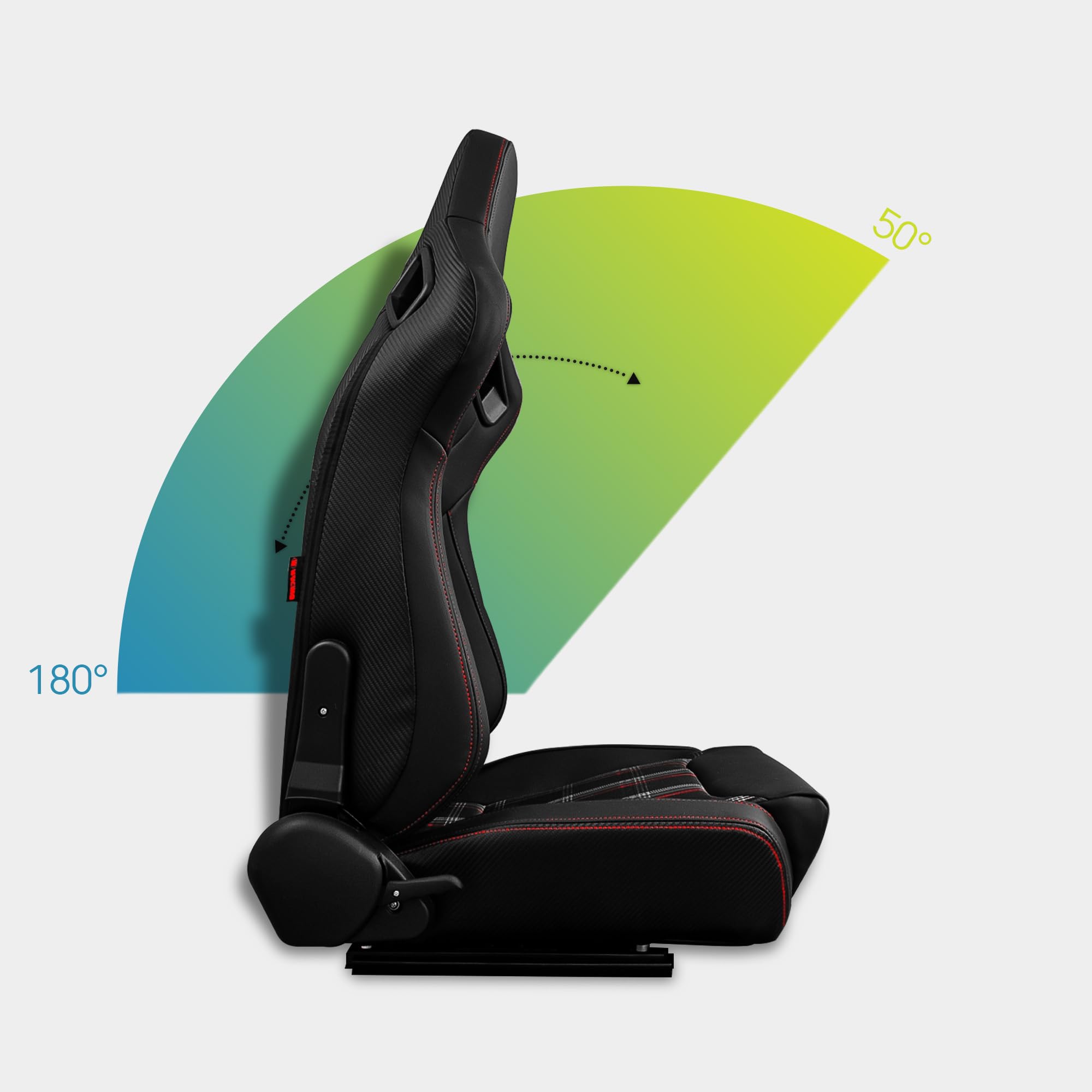 M MODAUTO Semibaquet S.E-S.C Cuero Negro/Paches De Tela/Detalles de Fibra Carbono,Semibaquet Deportivo,Adaptable para Coches,Ríeles Incluidos.N512L