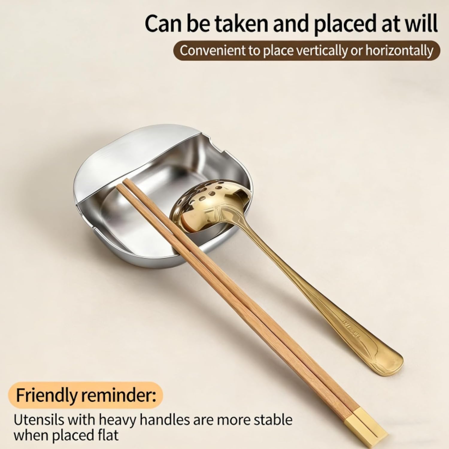 304 Stainless Steel Spoon Rest & Multipurpose Kitchen Utensil Holder, Self-Standing Ladle Holder with Stable Base, Non-Slip Spatula Ladle Holder Heat Resistant & Dishwasher Safe (3PC-A)