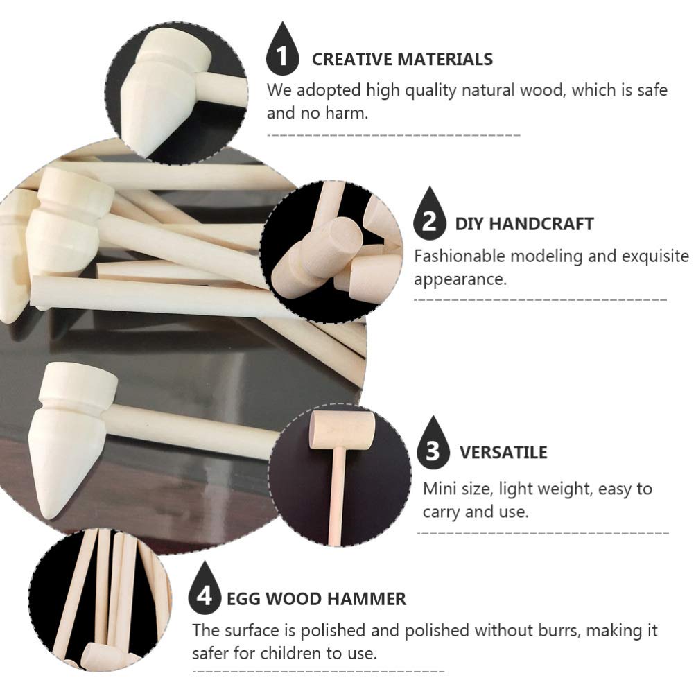 Gadpiparty Lobster Toy 30pcs Wooden Mallet for Chocolate Heart Wood Hammer for Silicone Mini Wood Hammer Mallet Crab Hammer Shell Building Blocks Accessories for Seafood Lobster Tool Craft Toys