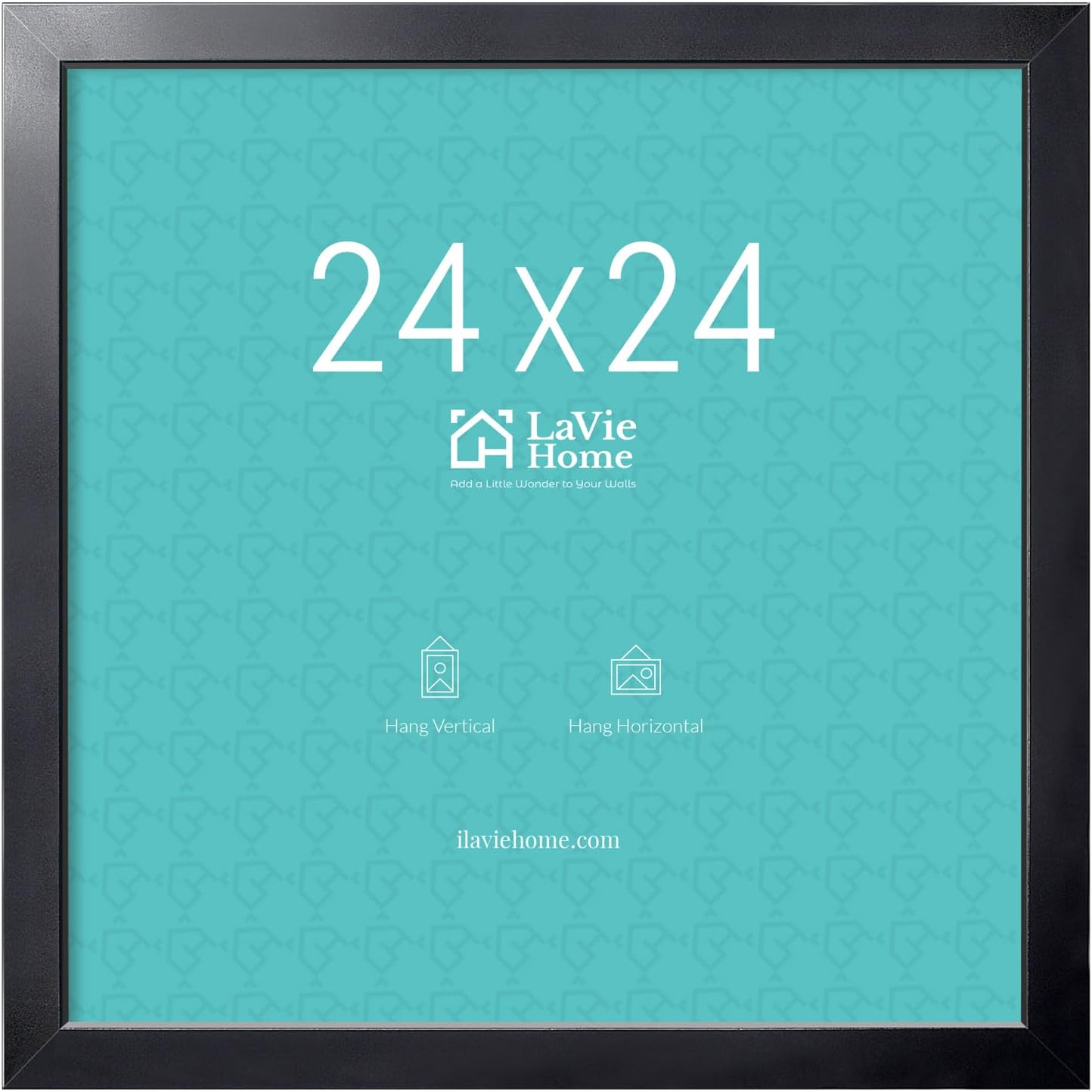 LaVie Home 24 x 24 Picture Frame, Square Poster Frame with High Definition Plexiglass, Horizontal or Vertical Wall Gallery Poster Frames Suitable for Photos, Artworks, Posters,Puzzle, Black 1pc