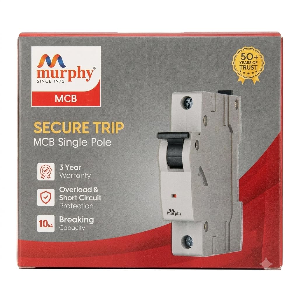 Murphy 10 Amp Single Pole MCB | C Curve | 240/415V AC | 10kA | Pack of 1 | 10A C Curve Single Pole MCB, 10kA breaking capacity with overload & short circuit protection and 3-Year Warranty.-image-20