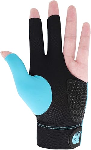 Miniatura 4 de Guante de billar transpirable de secado rápido para mano de puente izquierdo, profesional, 3 dedos de licra, elástico, para billar, billar, billar,