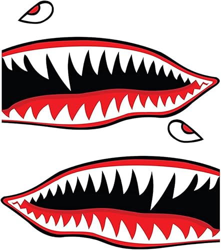 MOOCY 2 calcomanías reflectantes de boca de tiburón, impermeables, accesorios gráficos divertidos para automóvil, kayak, canoa, pesca, barco,