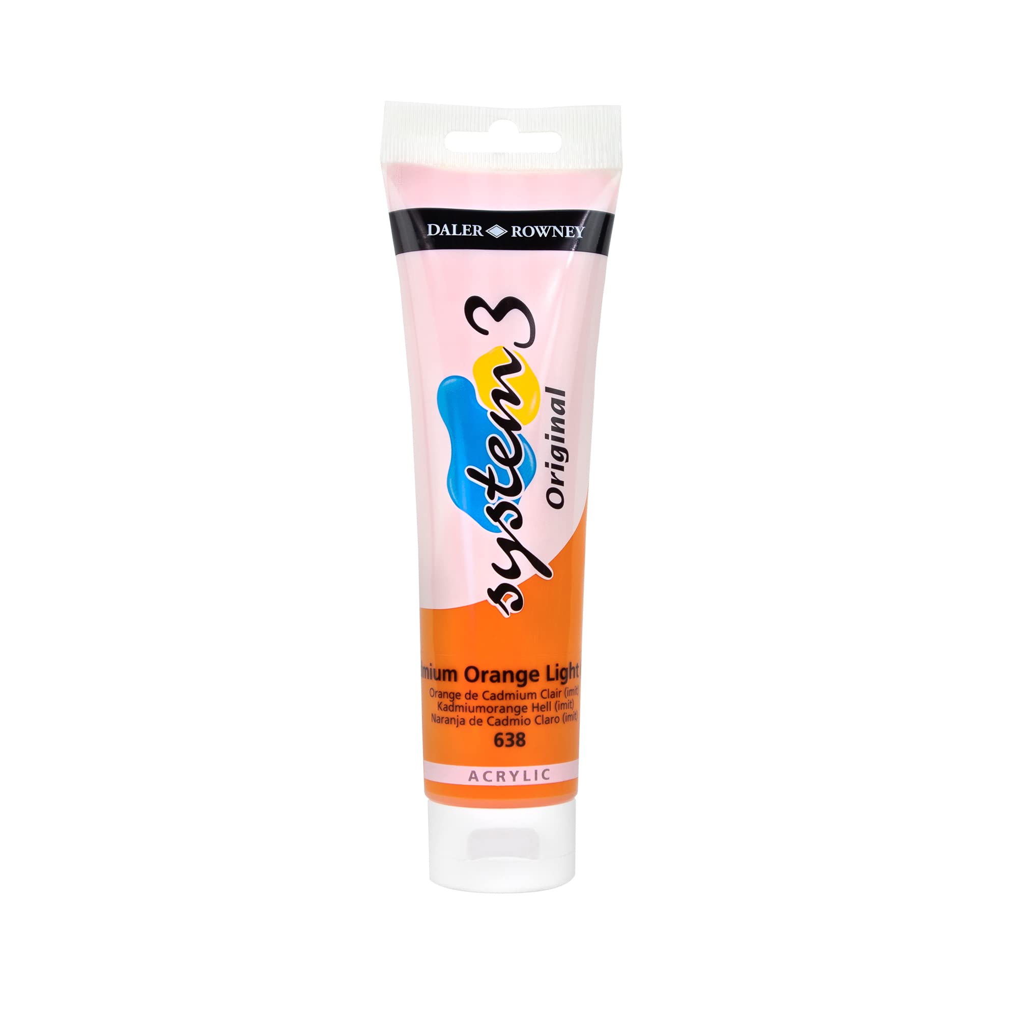 Daler-Rowney System3 Acrylic Paint, Plastic Tube, 5.07oz - 150 ml, Cadmium Orange Light Hue