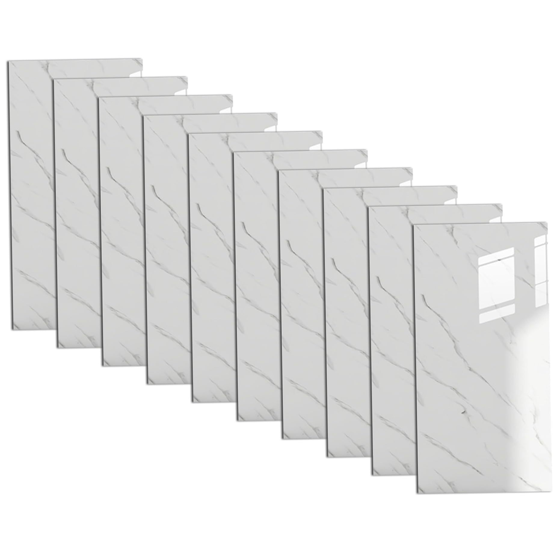 Pannelli da parete staccabili e incollabili con struttura in marmo da 10 pezzi, 12x24 pollici, adesivi per piastrelle in PVC autoadesivi impermeabili per doccia, cucina, bagno, bianco