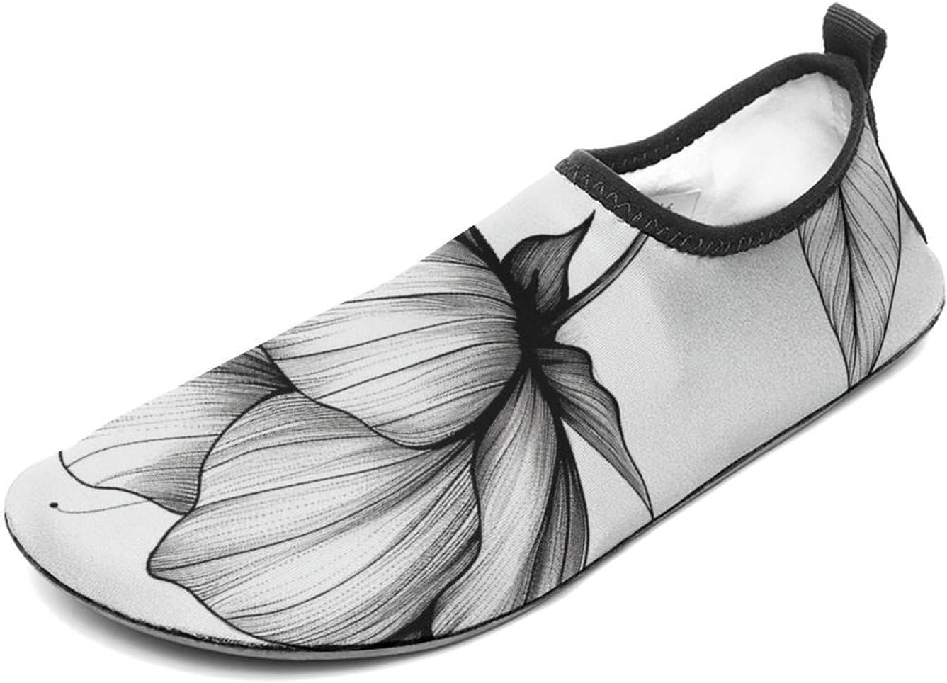 Water Shoes for Women Men Swim Beach Shoes Quick Dry Barefoot Aqua Shoes Sketch Style Flower Sport Shoes Hiking Shoes 11/12men