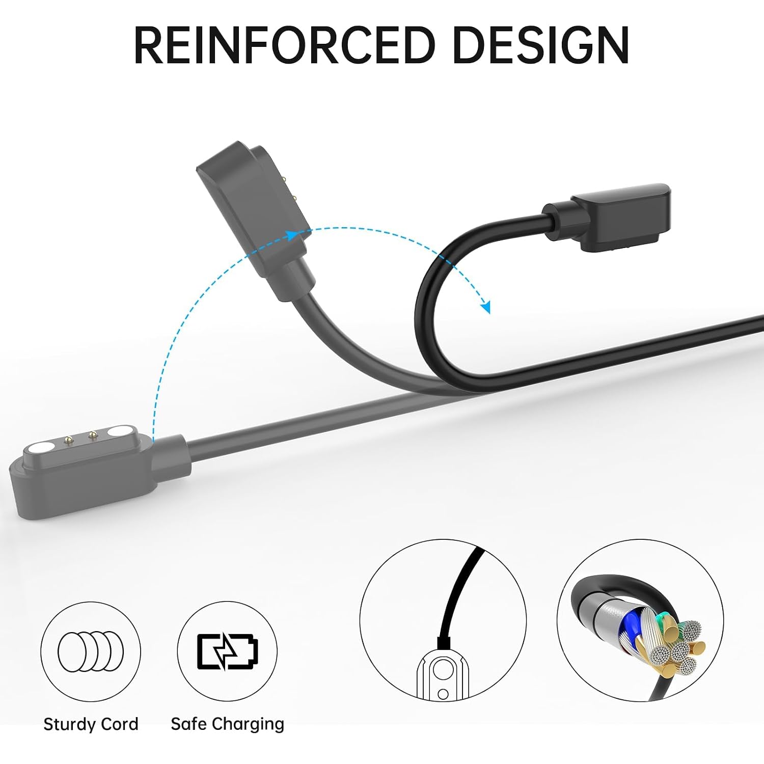Smart Watch Charger, Smartwatch Replacement USB Magnetic Charging Cable 2Pin Cord, Pin Spacing 3mm, Compatible with IDW13, IDW19, IDW26, ID208plus, TGW01 VeryFit Watch