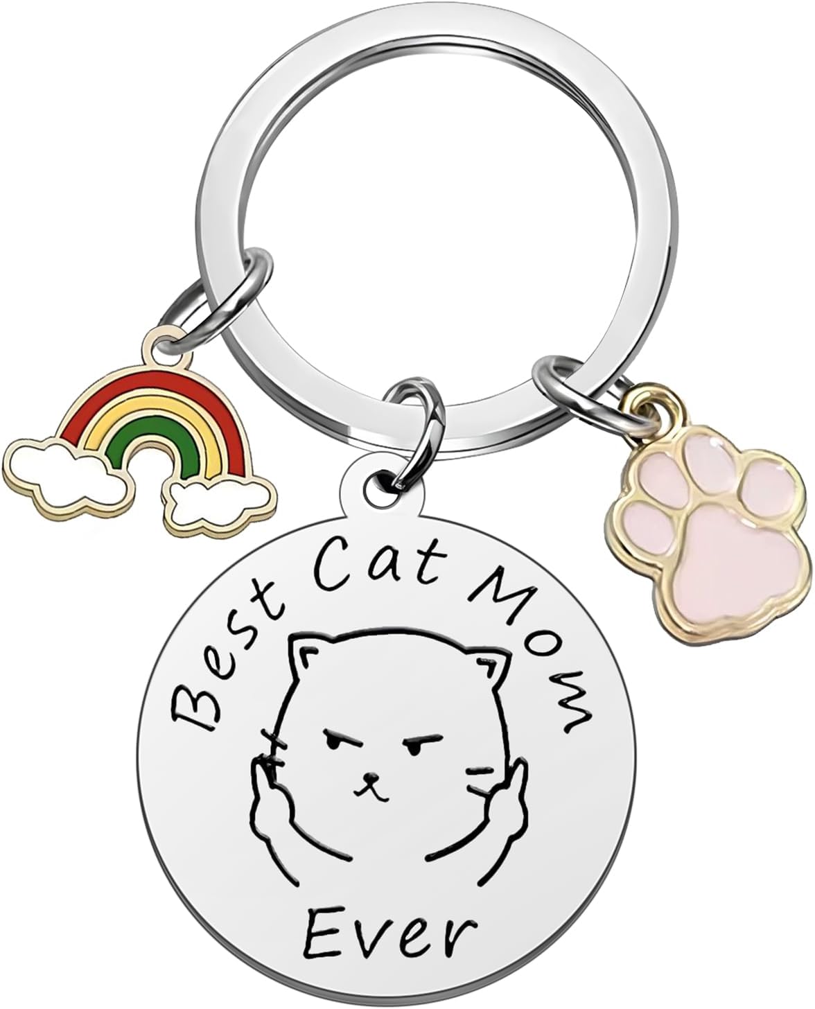 7 pack Funny Cat Keychain Gifts for Mom, Cat Mather Keyring Best Cat Mom Theme Keychain Gift for Women, Funny Keychin for Mother's Day, Cute Pet Cat Owner Gift, Grandma Gift, Aunt Gift