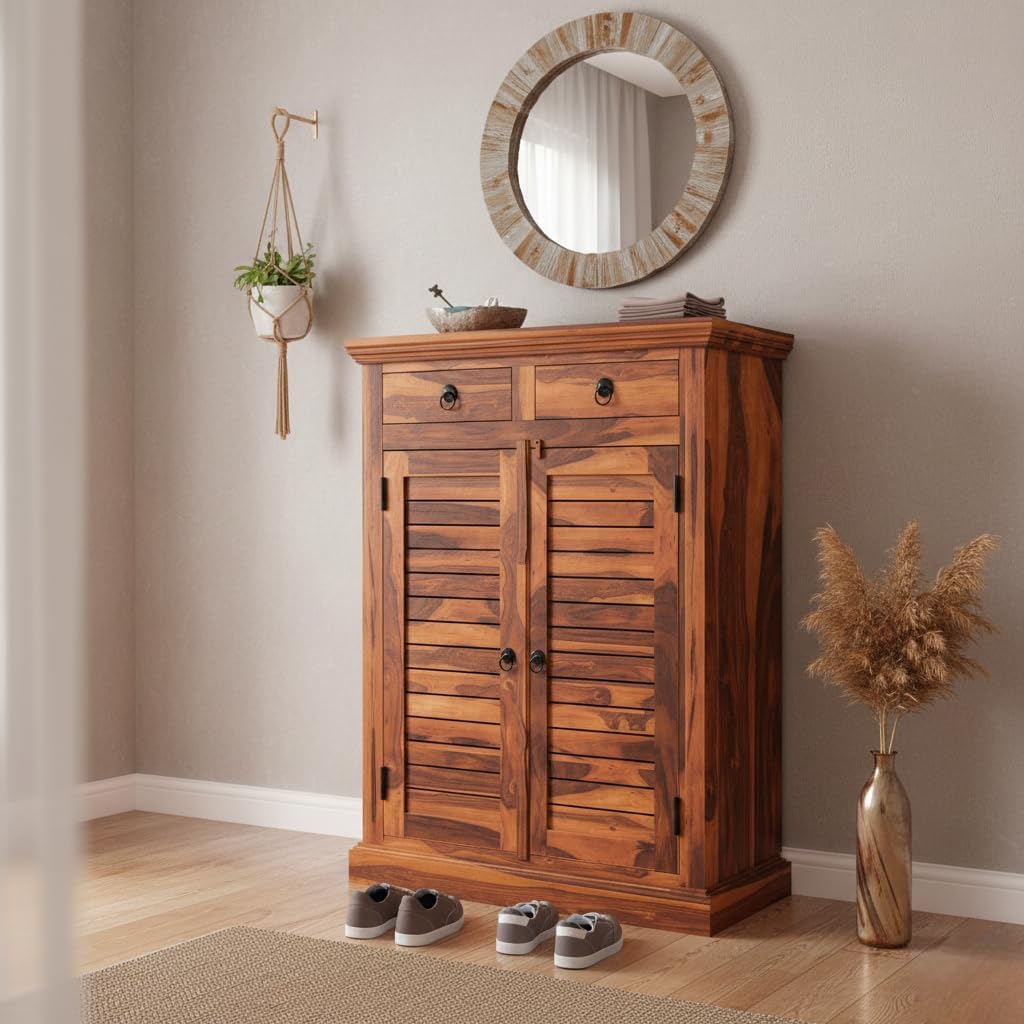 Solid Sheesham Wood Shoe Rack (Honey)-image-39