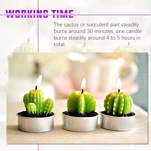 Miniatura 3 de Swpeet Juego de 12 velas decorativas de cactus suculentas, bonitas plantas suculentas sin humo, perfectas para velas, festivales, accesorios de boda