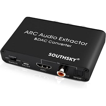 SOUTHSKY 192 kHz DAC Converter Digital to Analogue L/R RCA Adapter HDMI ARC Audio Extractor to SPDIF Coaxial 3.5 mm L/R CEC Volume Adjustable