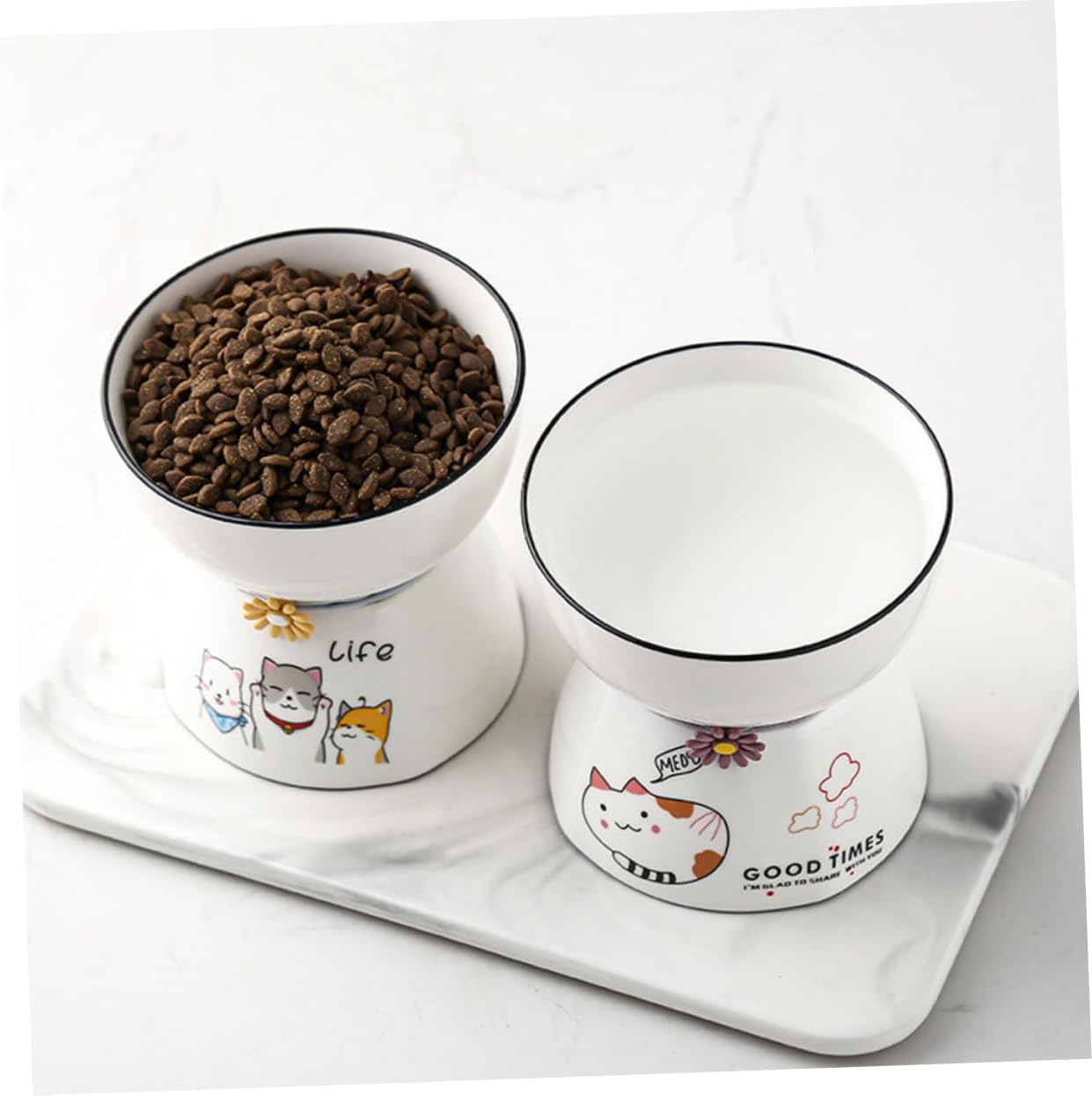 BESPORTBLE 1set Cat Elevated Bowl Smooth Cat Feeder for Food Water Non-Slip Design for Neck Protection Comfortable Mealtime
