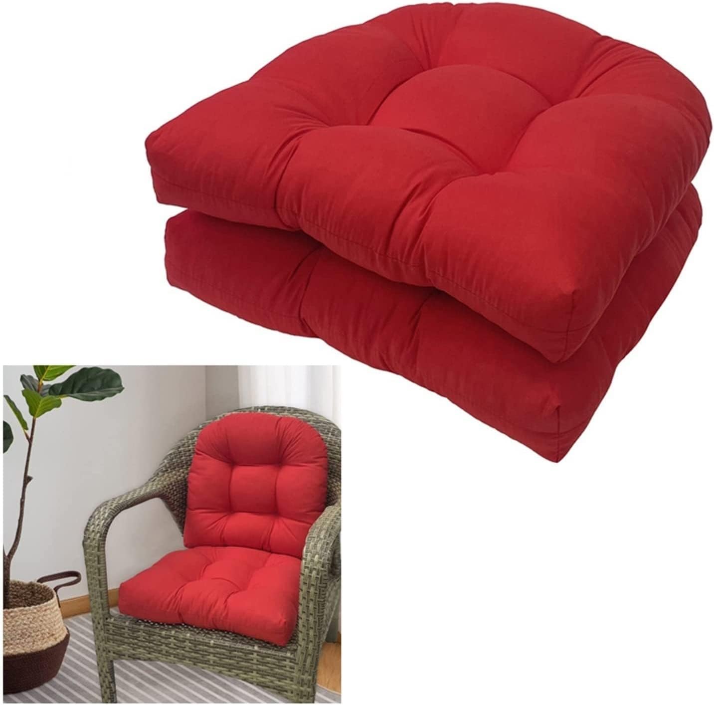 Set of 2 Red Rattan Sofa Chairs 48 x 48 cm Indoor Outdoor Patio Furniture Set for Garden Replacement Chairs for Rattan Furniture