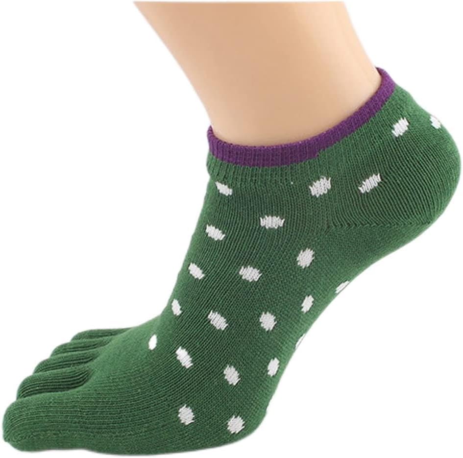 1 Pair Women Show Five Finger Ankle Socks Cotton Colorful Polka Dots Cute Young Casual Boat