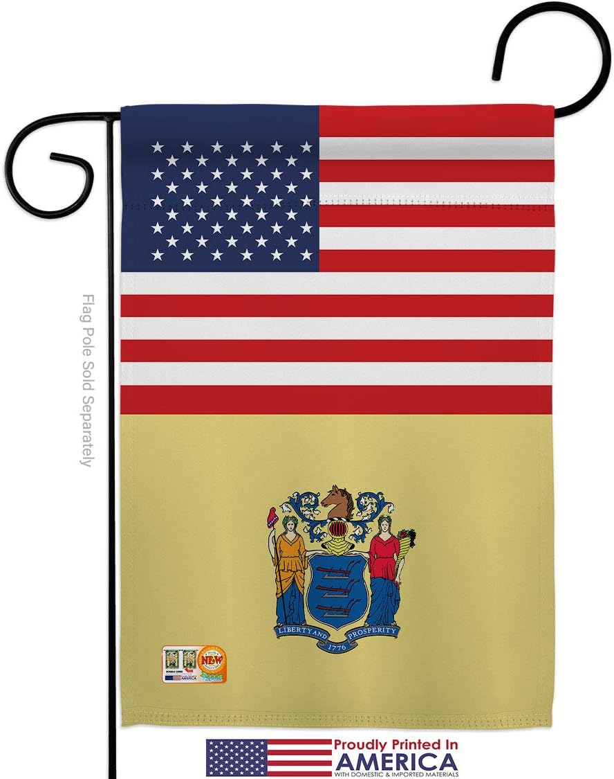 US New Jersey Garden Flag Set Wall Hanger Americana States USA American Territories Republic Country Particular Area Small Decorative Gift Yard House Banner Made In 13 X 18.5
